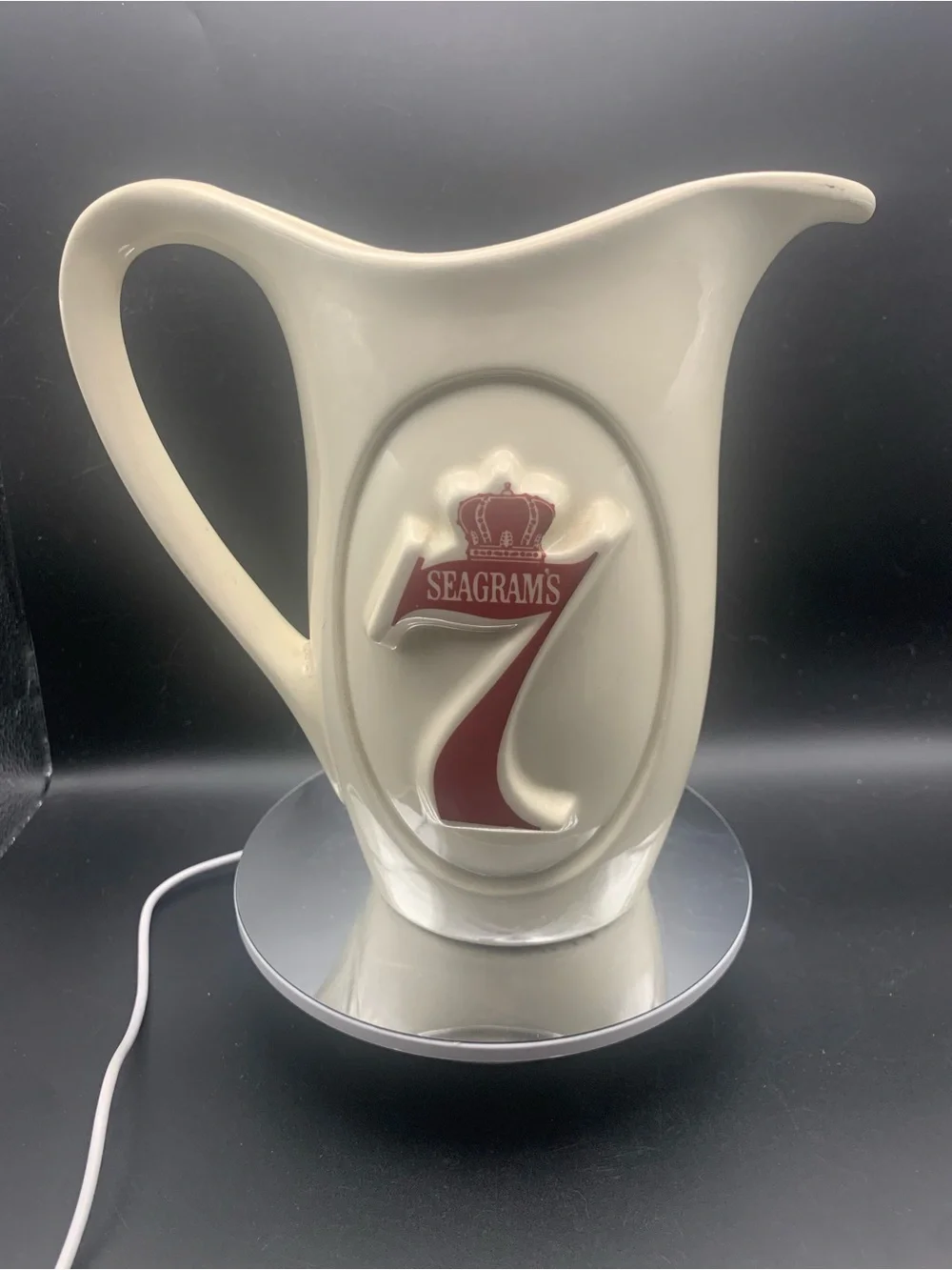 Vintage Seagram's 7 Crown Logo Whiskey Pitcher Jug Barware Classic American